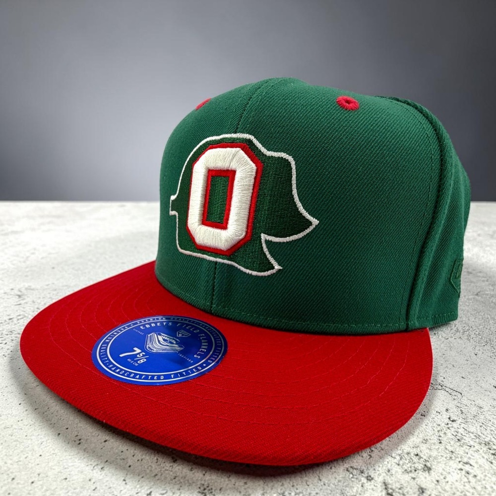 Oakland Oaks Logo Patch Ebbets Field Flannels ABA 2 Tone Fitted Hat 7 5/8 NEW